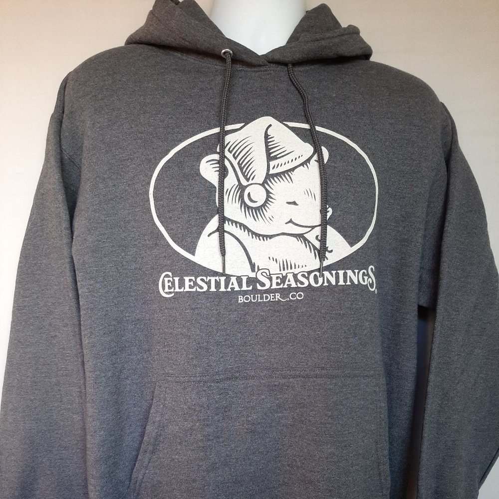 Celestial Seasonings Sleepytime Bear fleece hoodie-Gray SMALL